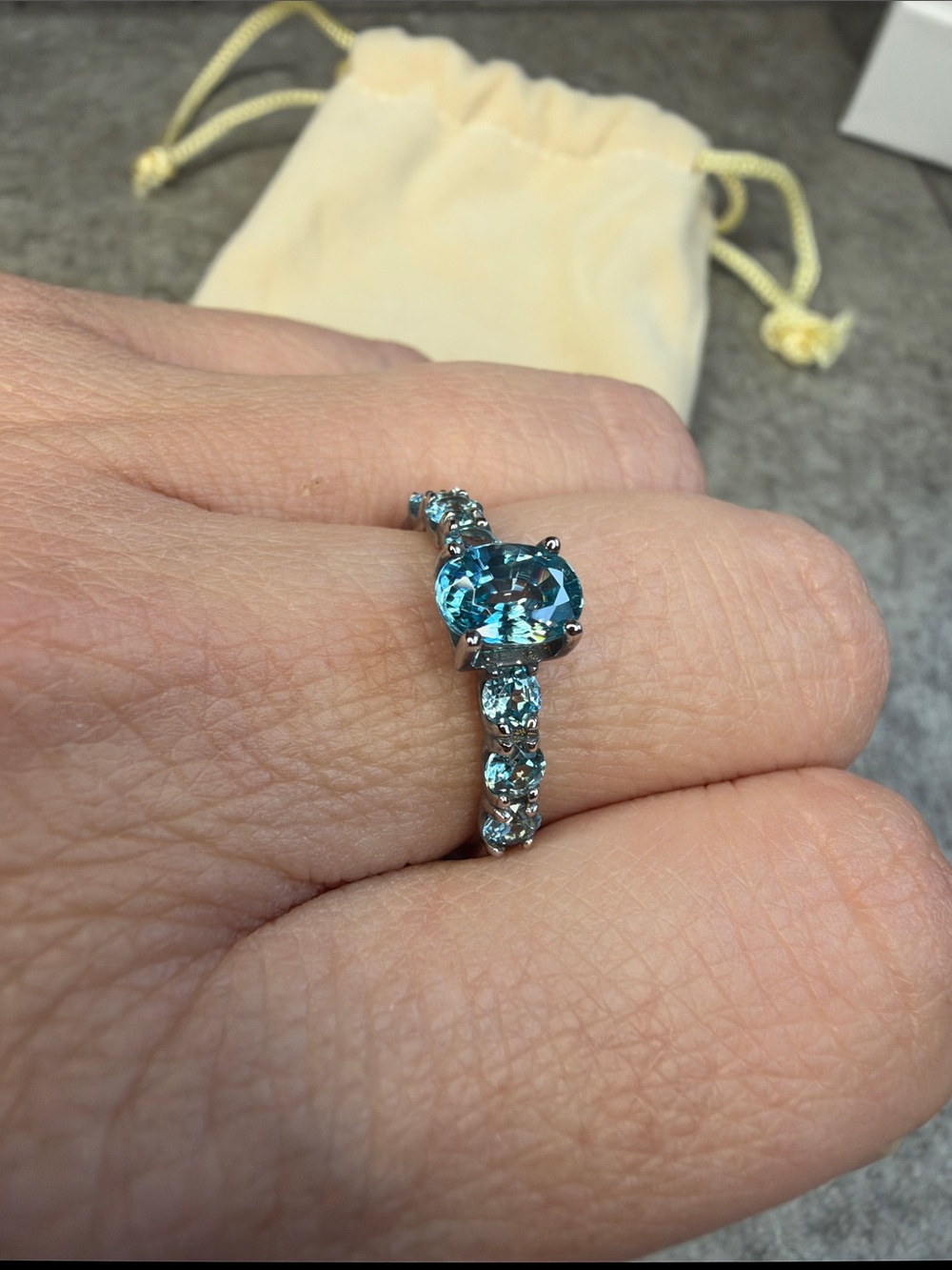 Blue Zircon Accent Ring - Elegant Women's Jewelry